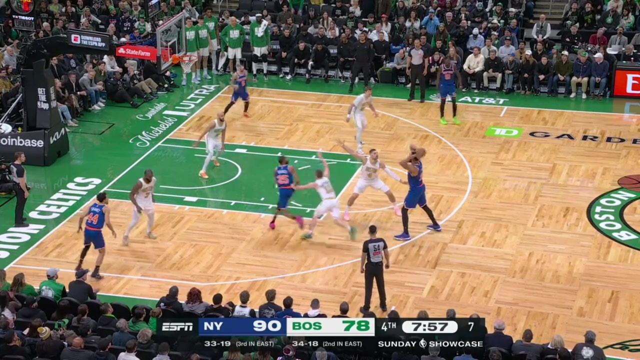 Jose Alvarado bricks the corner 3 and then pokes away the ball away from Jaylen Brown from behind and scores the easy fastbreak 2 with a replay
