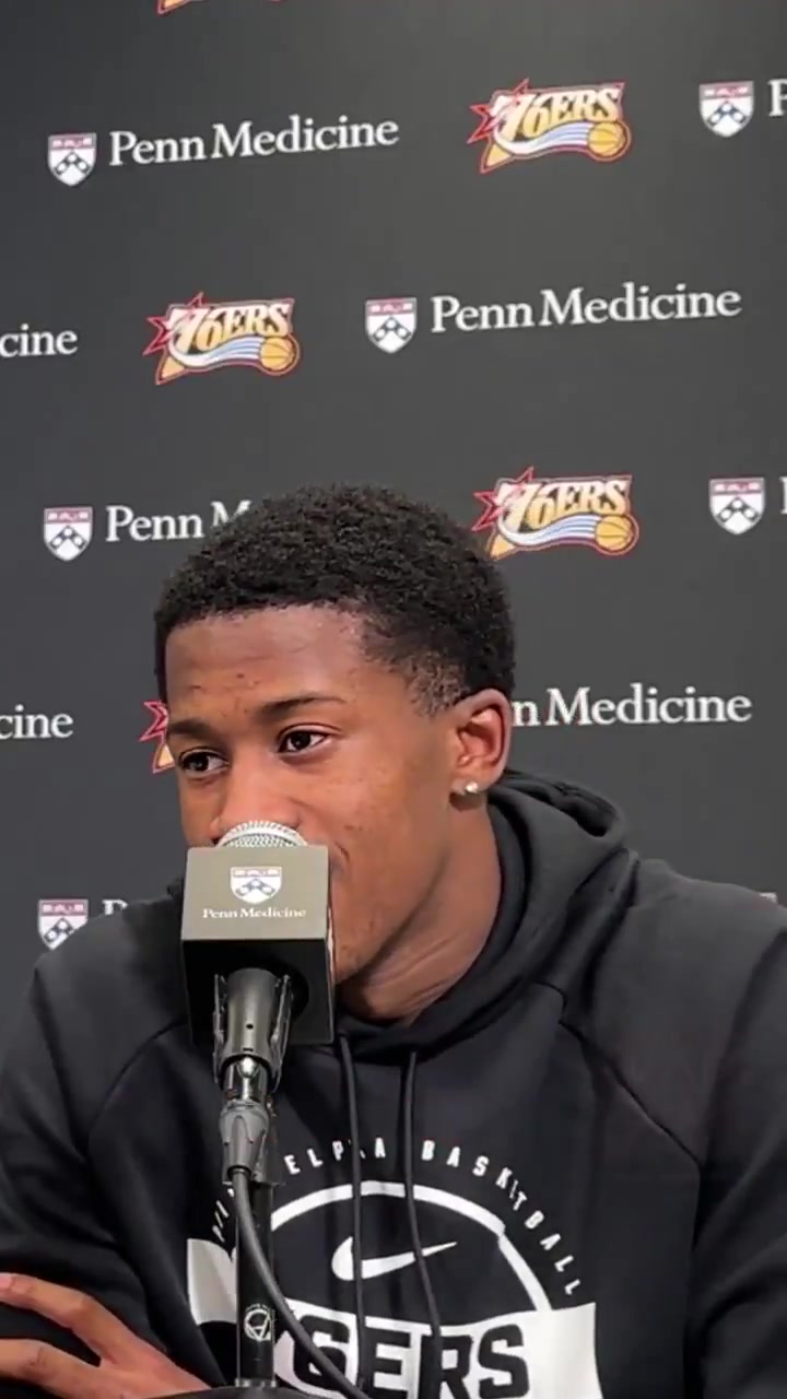 VJ Edgecombe Media make it seem like he dont want to play basketball Like come on hes out there in pain he made a big shot at the end of the game he barely could raise his right hand up Its Joel Embiid bro Thats what we talking about right now