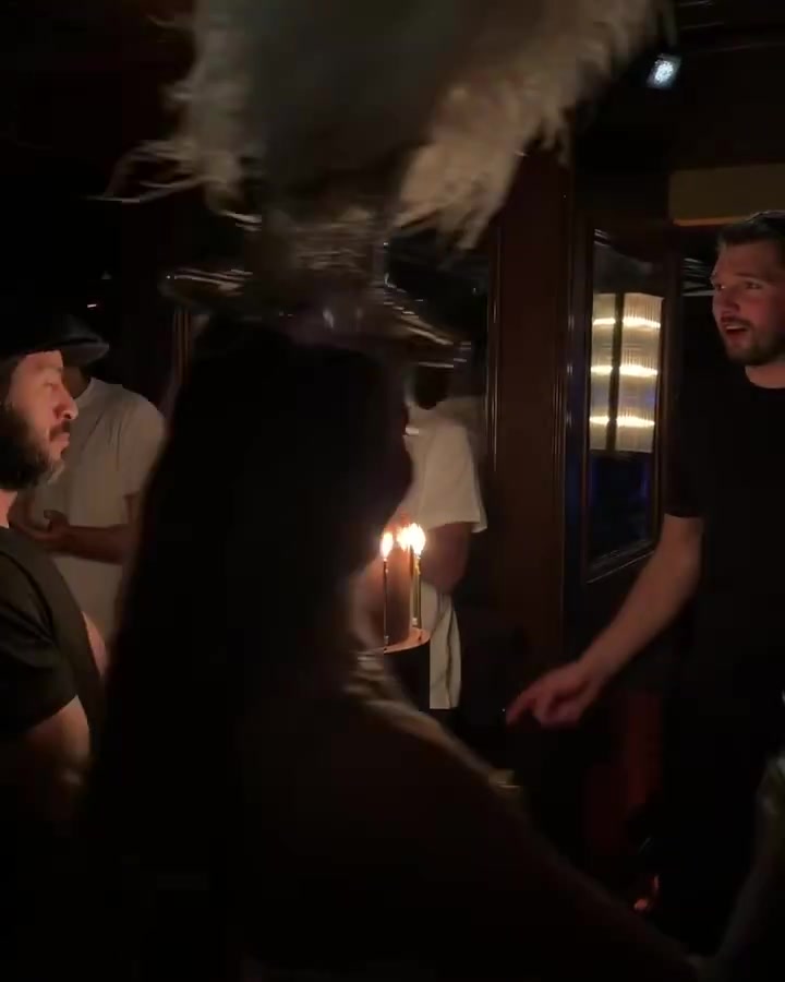 Luka Doncic celebrating his b-day after the win last night
