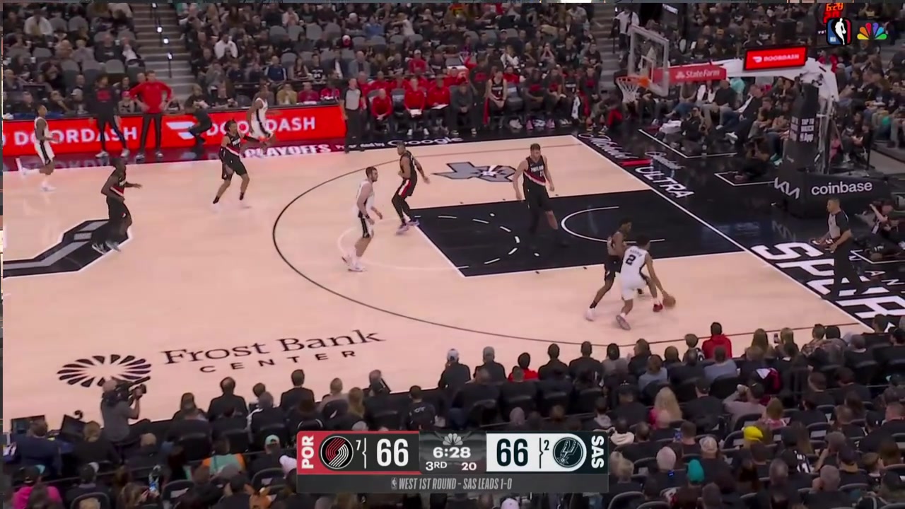 Dylan Harper With The Vet Move to Draw The Foul on Scoot Henderson