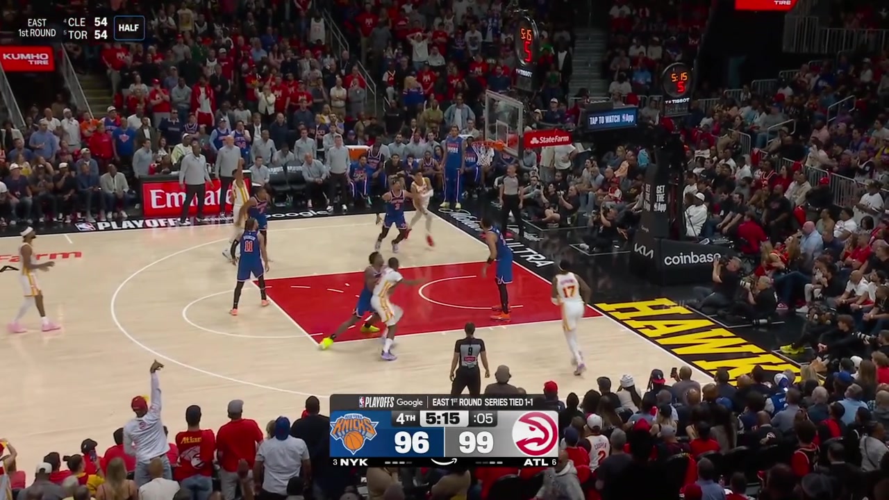 Nickeil Alexander-Walker snatches the ball away from Jalen Brunson on the layup attempt with a replay