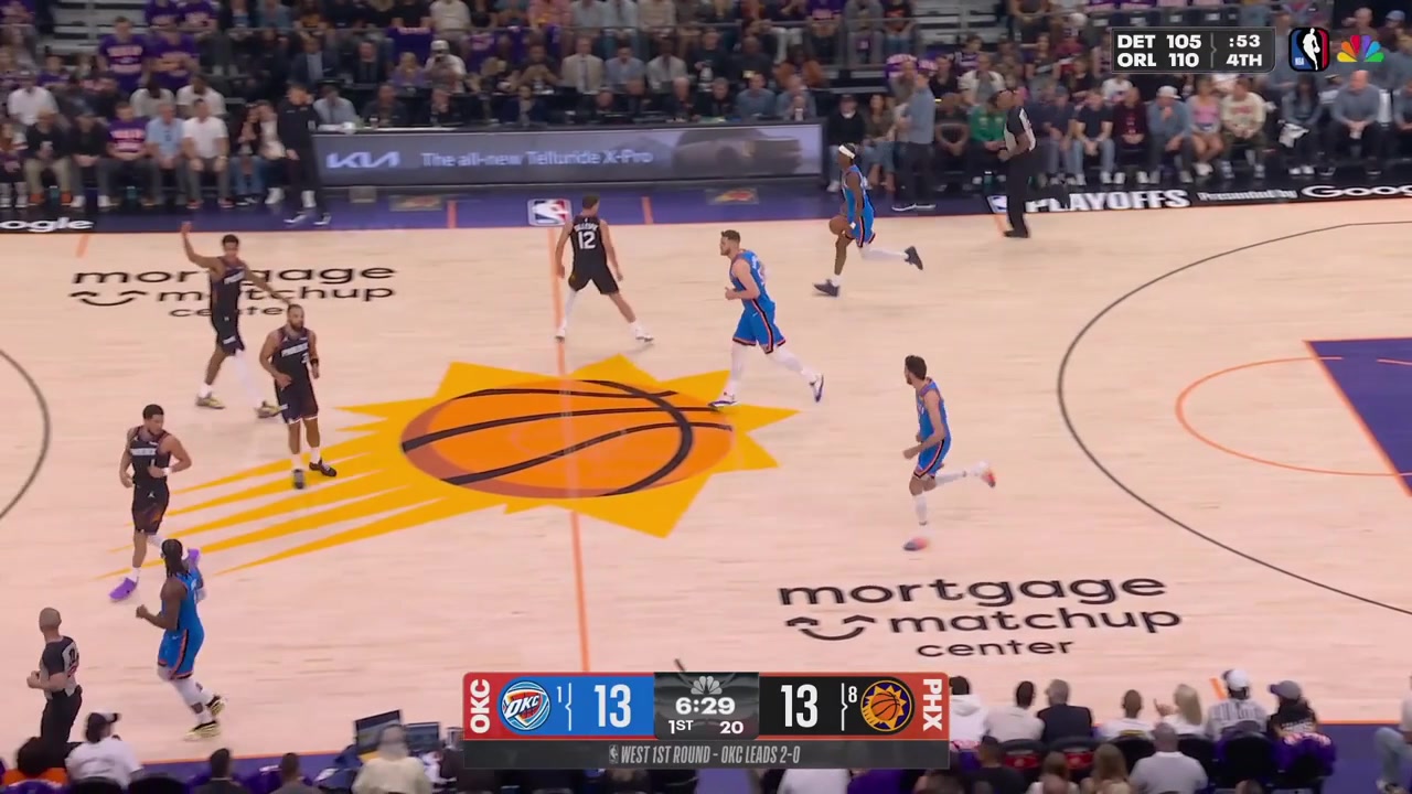 Shai Gilgeous-Alexander gets called for the push-off offensive foul and the local crowd goes wild in the 1st quarter with replays