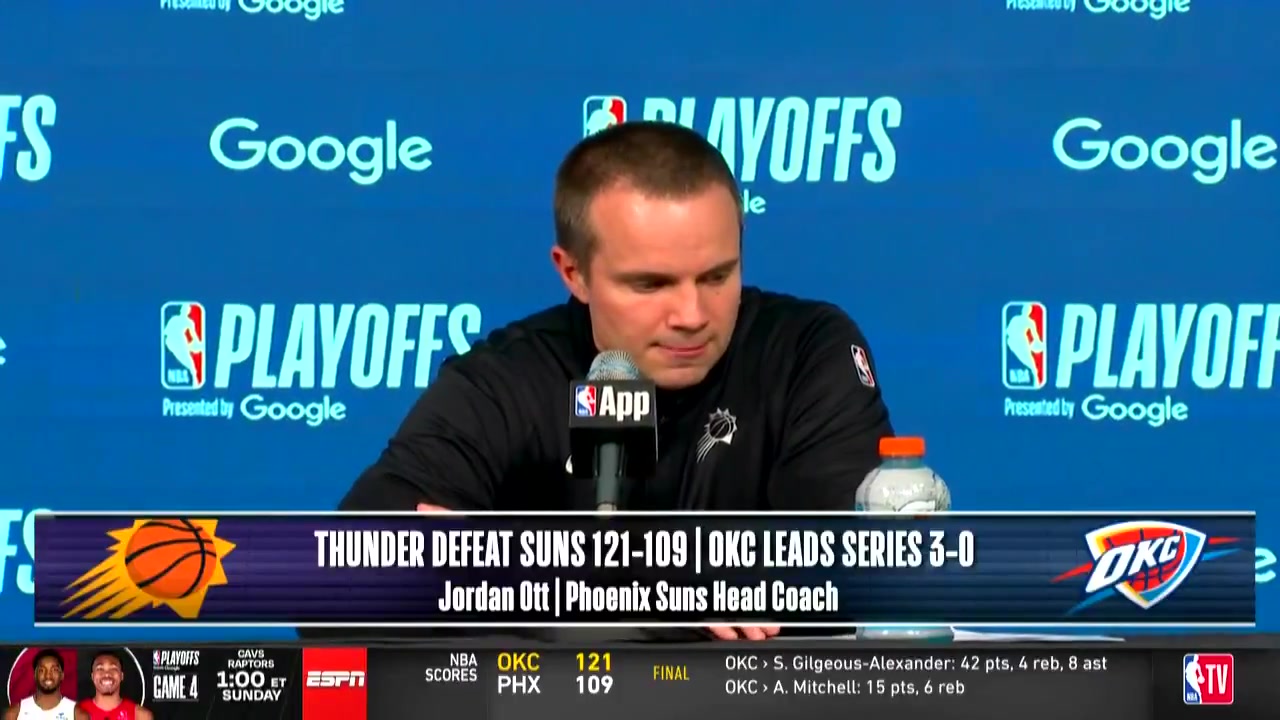 Phoenix Suns coach Jordan Ott on Shai Gilgeous-Alexander dropping 42 points He had us spinning