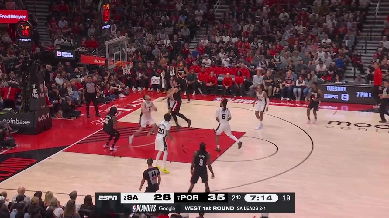 Robert Williams III with the alley-oop dunk on Luke Kornet off a lob by Deni Avdija with replays