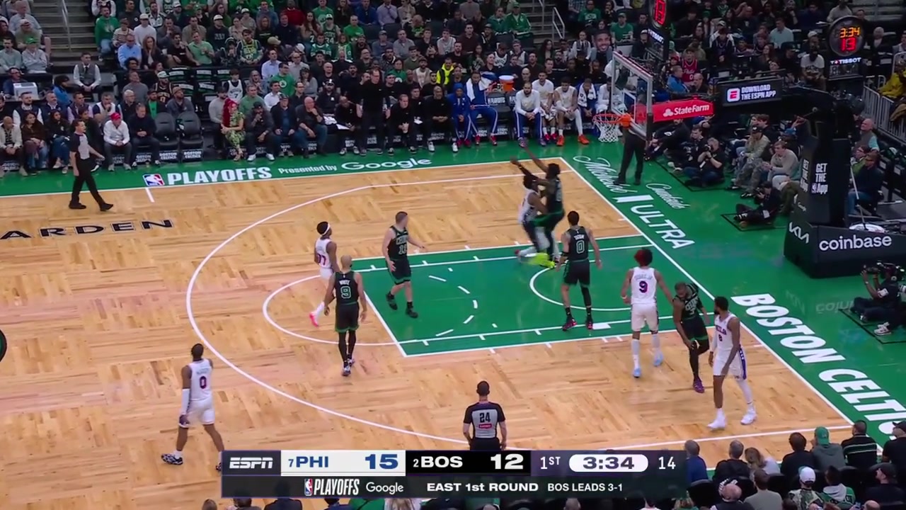 Neemias Queta blows the alley-oop dunk grabs the rebound as players around him stop moving and he scores the easy putback