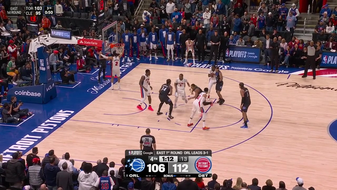 Paolo Banchero hits his 6th triple of the night to give him 45 points cutting the Pistons lead to 3 with a minute to go