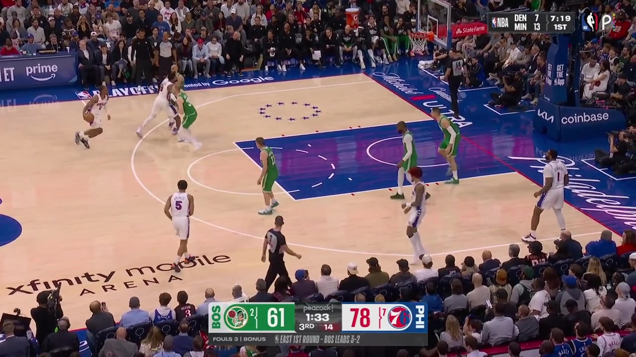 Paul George hits the jumper Tyrese Maxey scores the layup on NIkola Vucevic to put the 76ers up 21 and Andre Drummond hits the buzzer-beater corner 3 but it won't count as he released it after the buzzer with replaysThe ref is surprised when he gets booed for saying 'no basket'