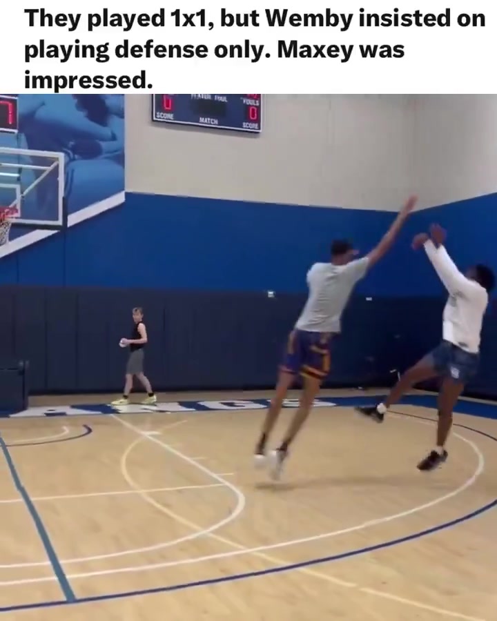 Maxey and Wemby playing 1v1 back in 2022 Wemby insisted on only playing defense and Maxey wanted to practice going up against an incredibly tall and mobile defender