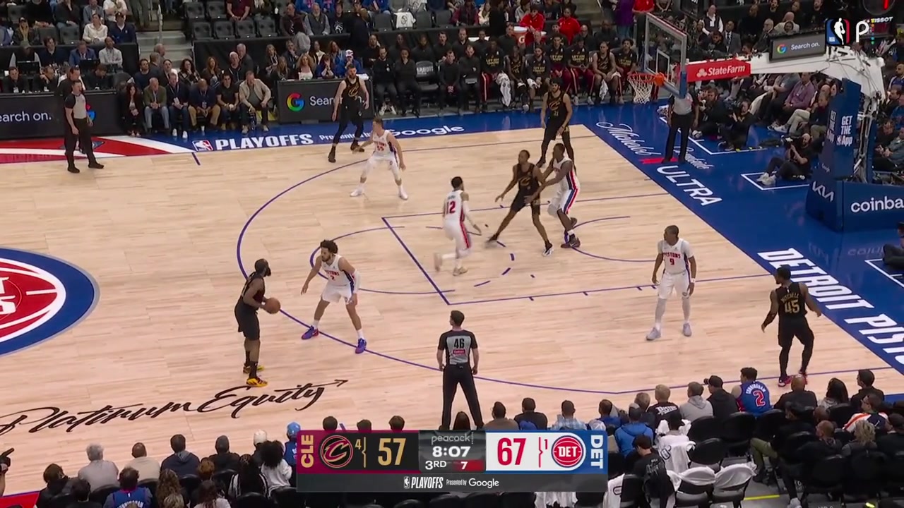 Cade Cunningham strips James Harden and Ausar Thompson finishes with the fastbreak dunk with a replay