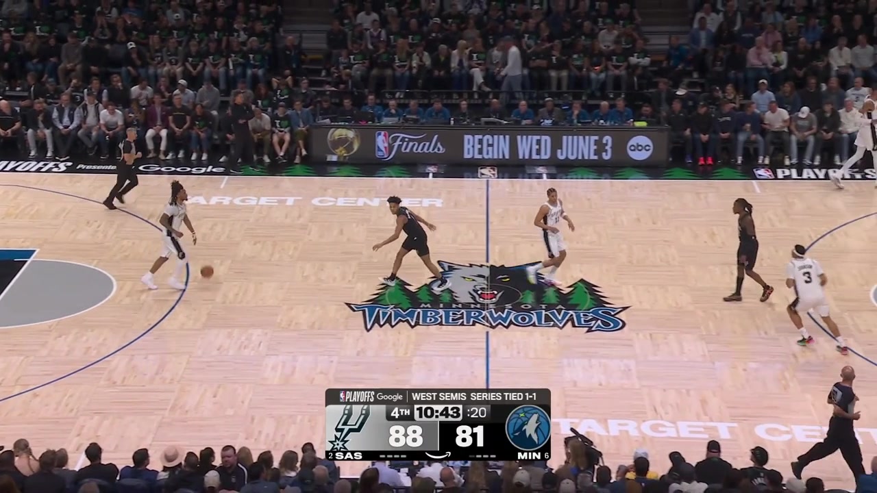 Naz Reid the ball away from Stephon Castle who regains control of the ball only to be blocked by Reid under the rim with a replay