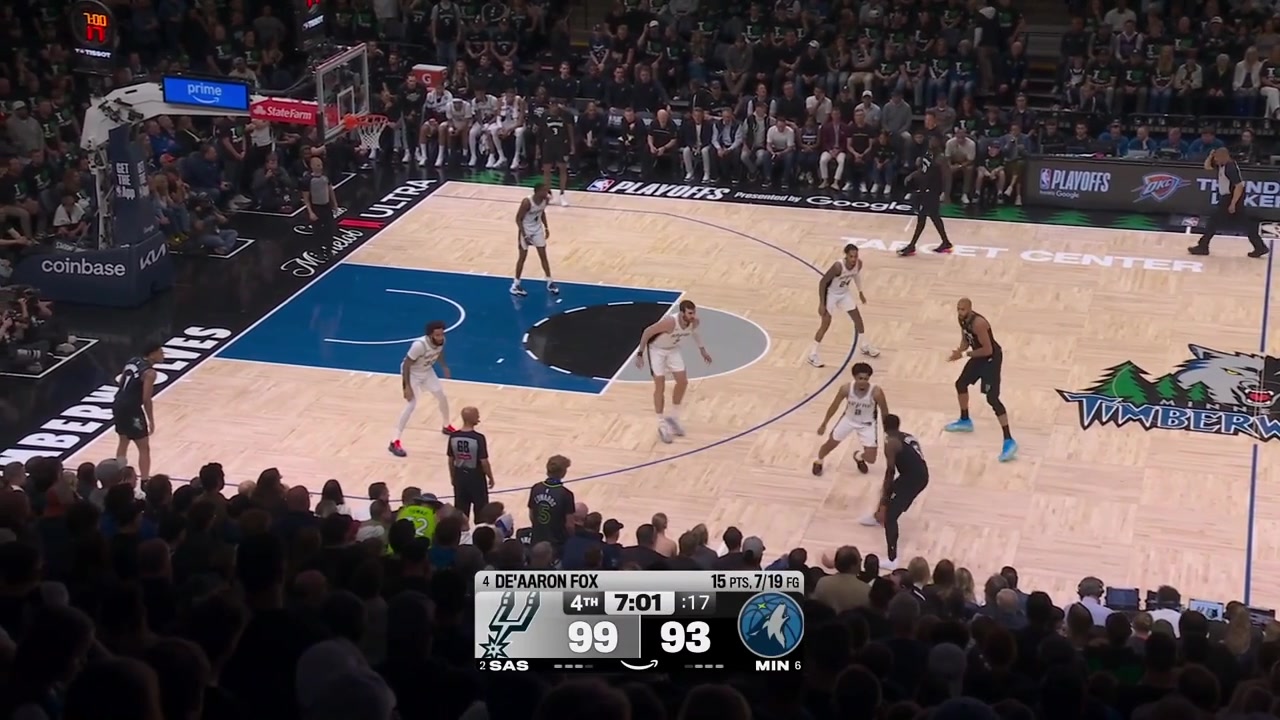The Timberwolves miss shots on a chaotic possession Julius Randle gets blocked under the rim and Rudy Gobert scores the And-1 floater with areplay