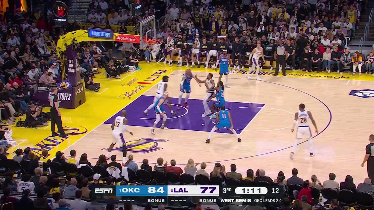Marcus Smart with the hustle and putback to cut the Thunder's lead to 5 waking up the crowdIsaiah Joe with back to back silencers from 3 for his first points of the game
