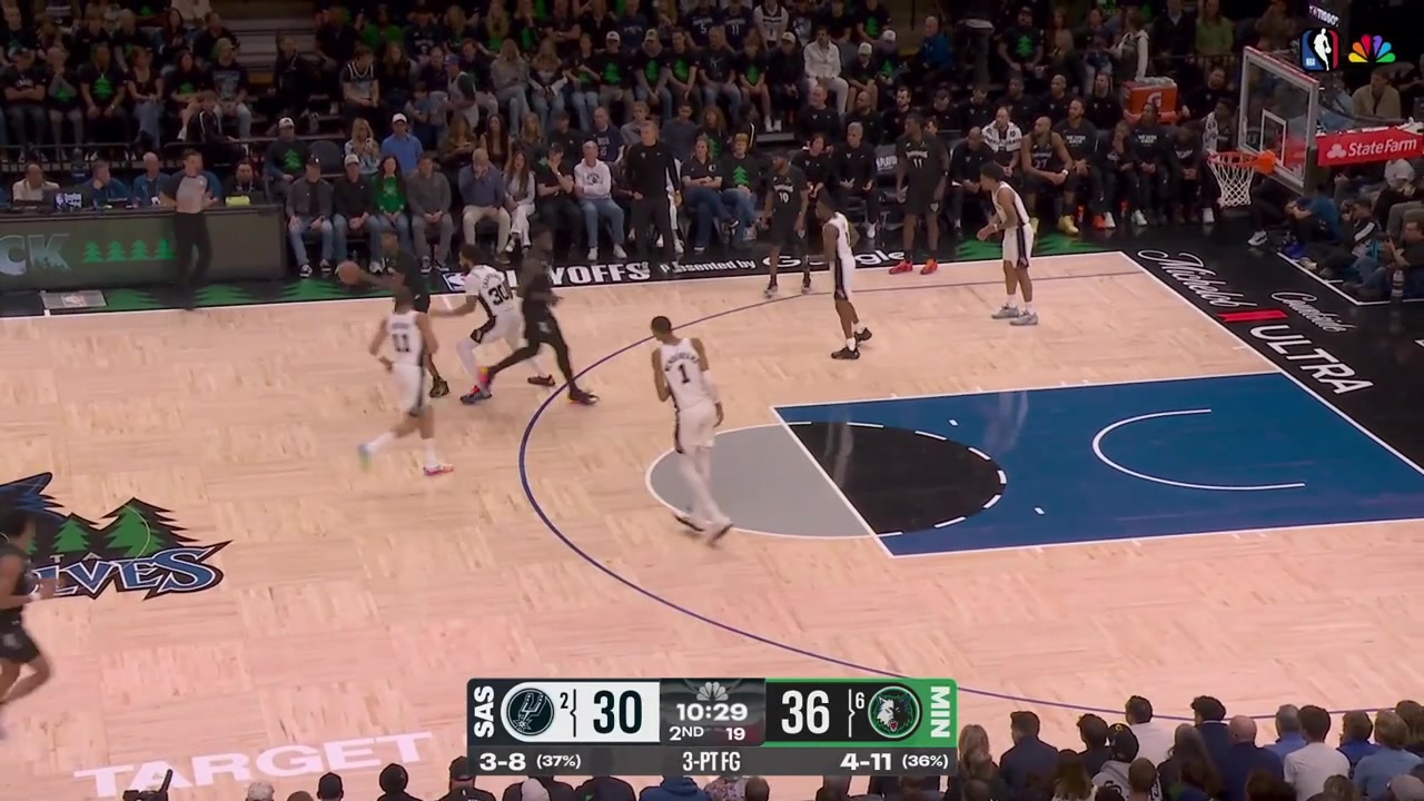 Terrence Shannon Jr gets to know how hard it is to score over Victor Wembanyama under the rim as Wemby prevents him from scoring without jumping and he is called for the offensive foul with replays