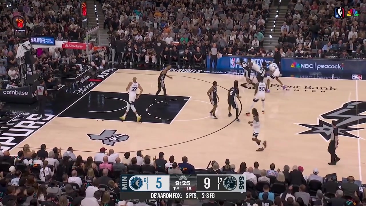 Rudy Gobert gets rid of Victor Wembanyama grabs the offensive rebound and scores