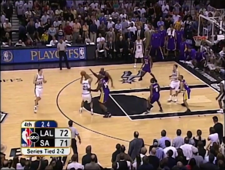 22 years ago Tim Duncan hit the clutch go-ahead circus shot but Derek Fisher hits the game winner with 04 seconds