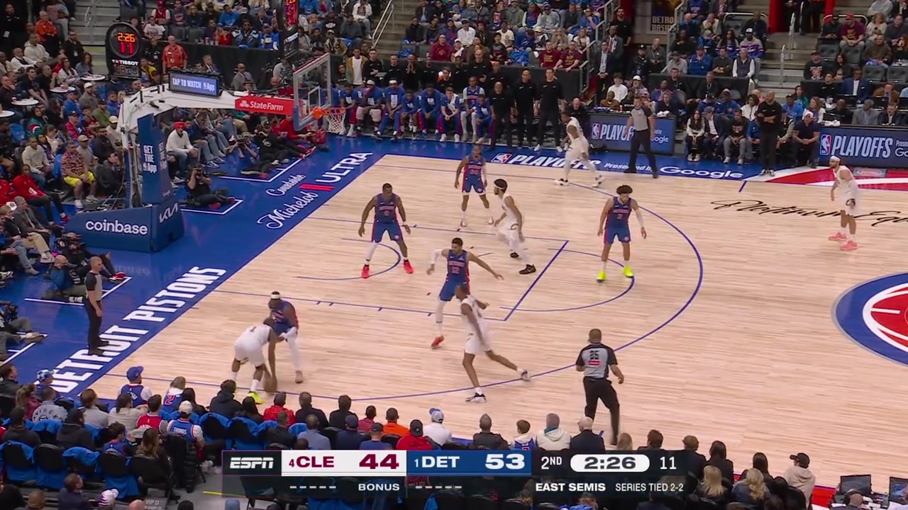 Caris LeVert deflects the pass by James Harden and scores the And-1 at the other end with replays