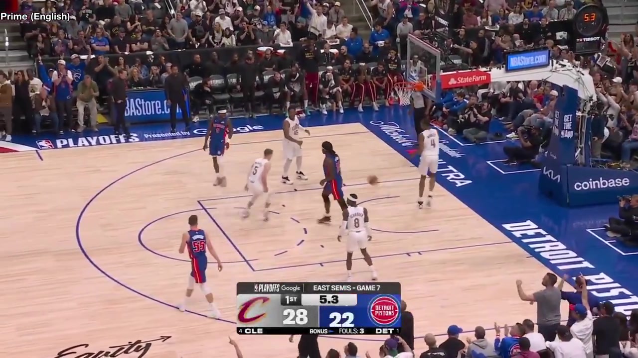 Donovan Mitchell halfcourt buzzer-beater to end the 1st quarter in Game 7 - multi-broadcast - EN1EN2EN3ESPT