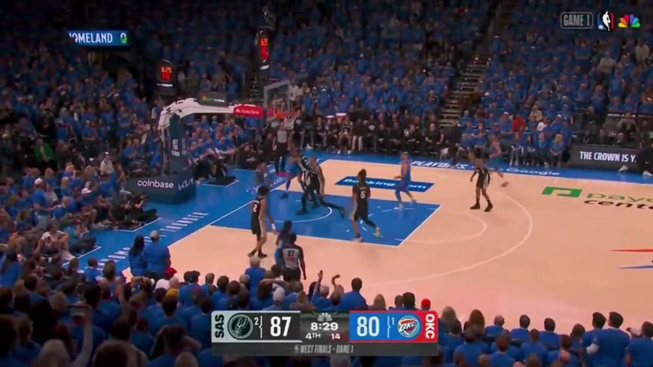 Wembys Aura causes SGA to miss a point-blank floater as he then proceeds to grab the board over SGA and laugh in his face