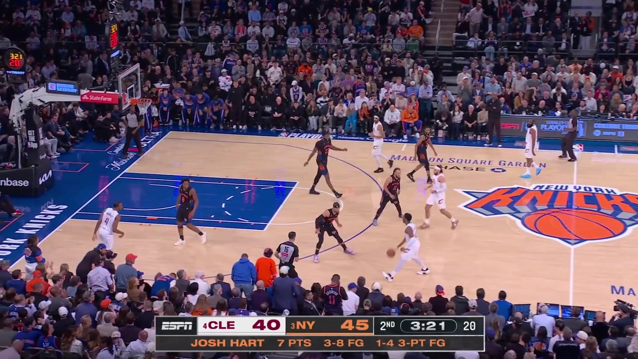 Jalen Brunson draws the charging foul from Max Strus in the 2nd quarter receiving a wild whiplash with a replay The bucket by Strus did not count