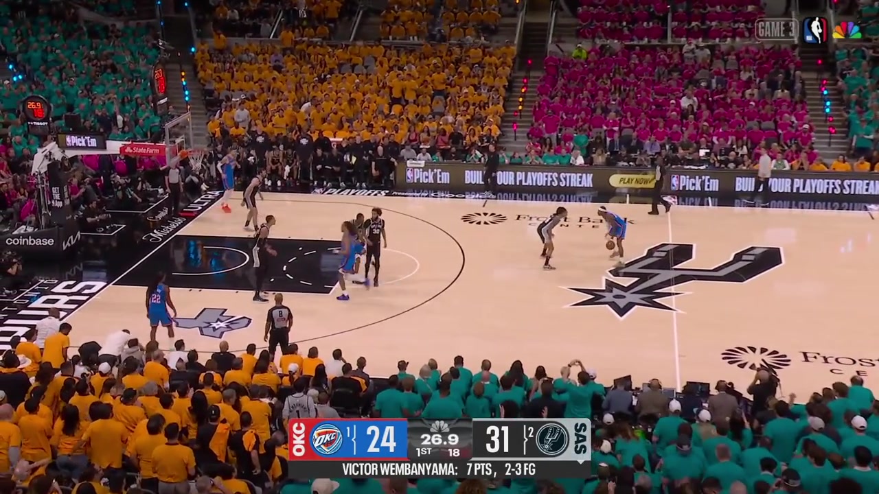 The Thunder challenge the out of bounds call and Victor Wembanyama is called for the proximate foul upon review after pulling Jaylin Williams' arm prior to with replays