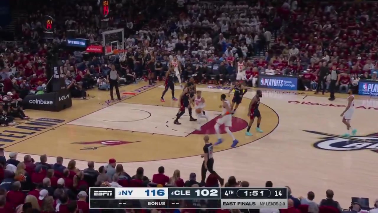 The Cavs' controller gets removed which allows Jalen Brunson to casually stroll for an uncontested layup