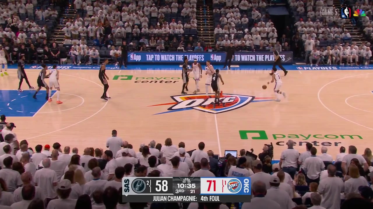 Jared McCain banks in the And-1 floater while being grabbed by De'Aaron Fox with replays