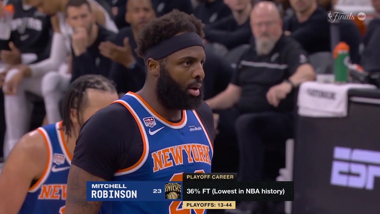 Mitchell Robinson splits the free throws with a broken bone on his shooting hand