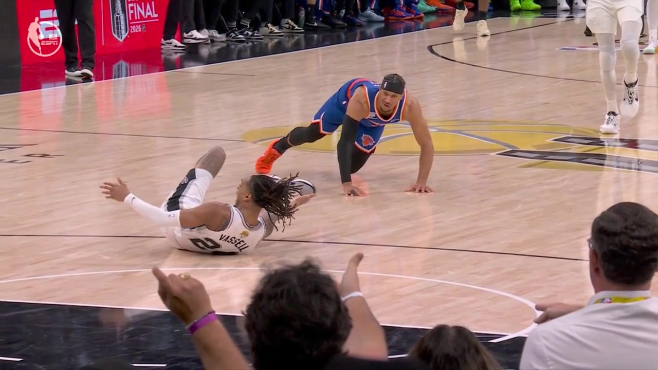 Josh Hart trips Vassell flagrant 1 on review