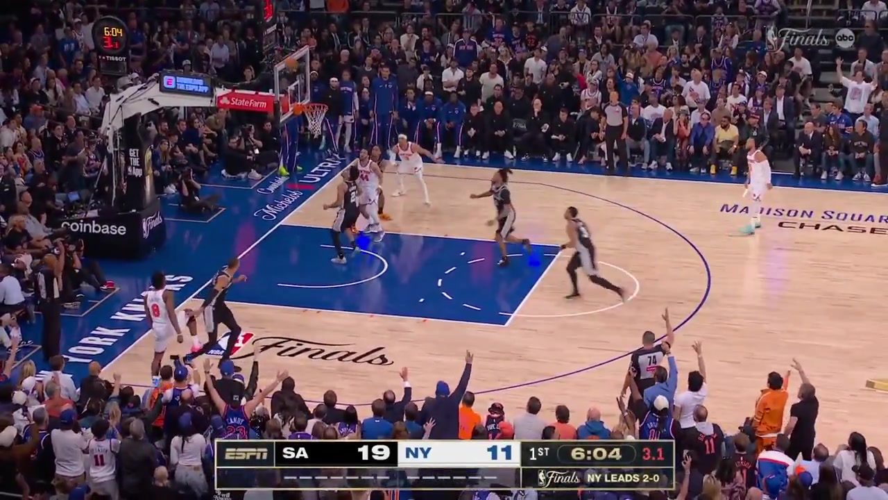 Dylan Harper full FOOTAGE vs New York Knicks last night 115-111 W - Game 3 - 2026 NBA Finals13 Points on 518 FG 278 18 from 3 125 22 FT 9 Rebounds 1 Off Reb 4 Assists ZERO turnovers 1 PF and a - of -8 in 3200 minutes played off the bench