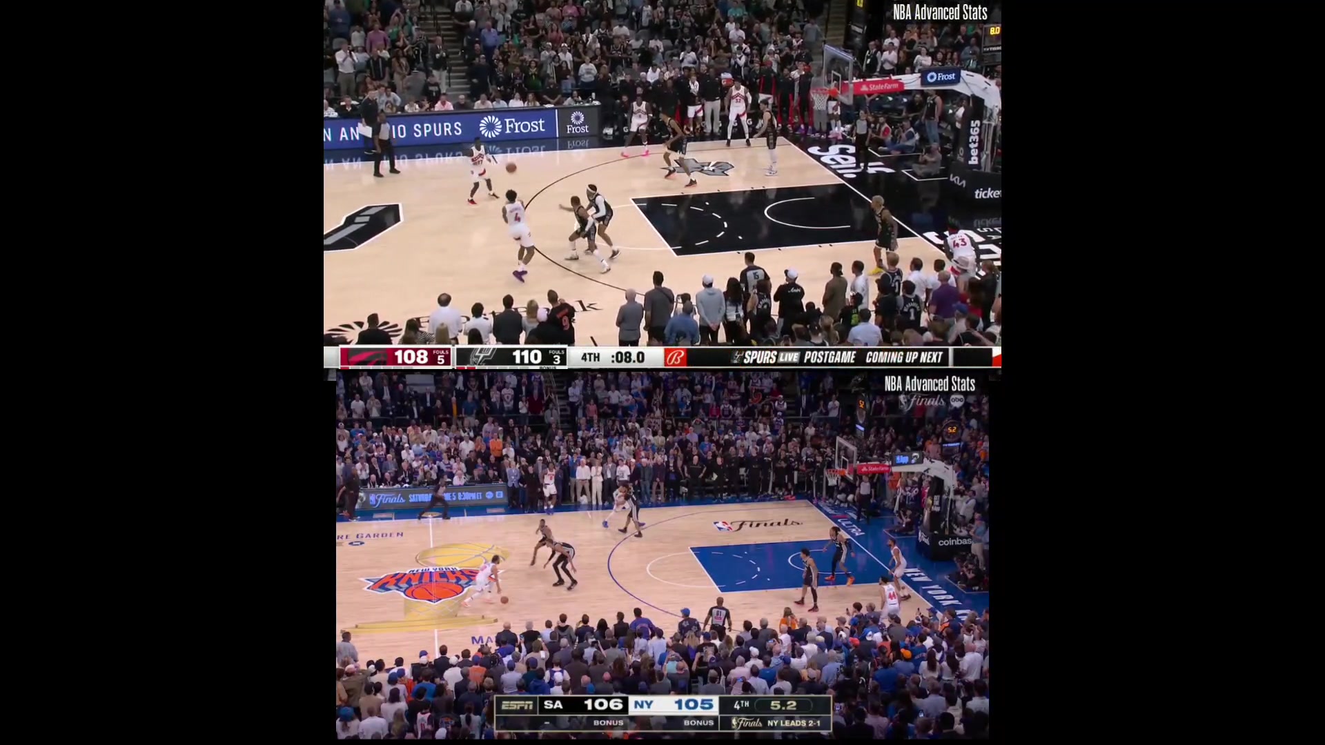 OG Anunoby's clutch shot against the Spurs in 2023 vs 2026 Both shots left the Spurs with only 12 seconds on the clock