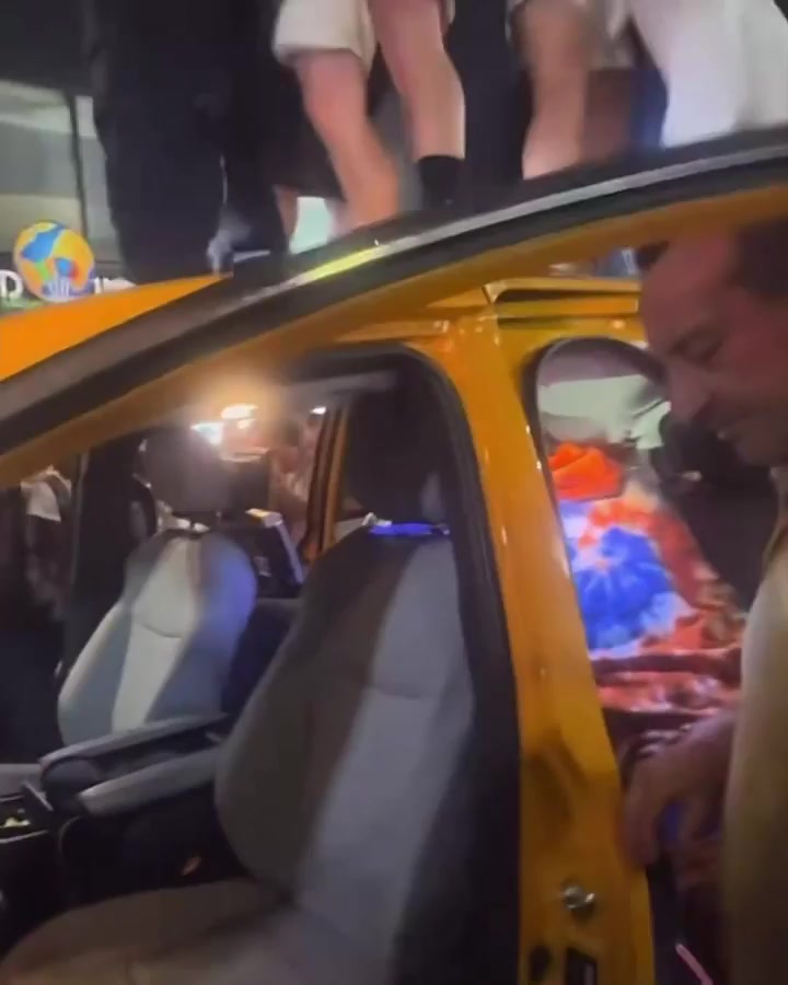 Watch the look on this cab drivers face after Knicks fans destroyed his car leaving him unable to work