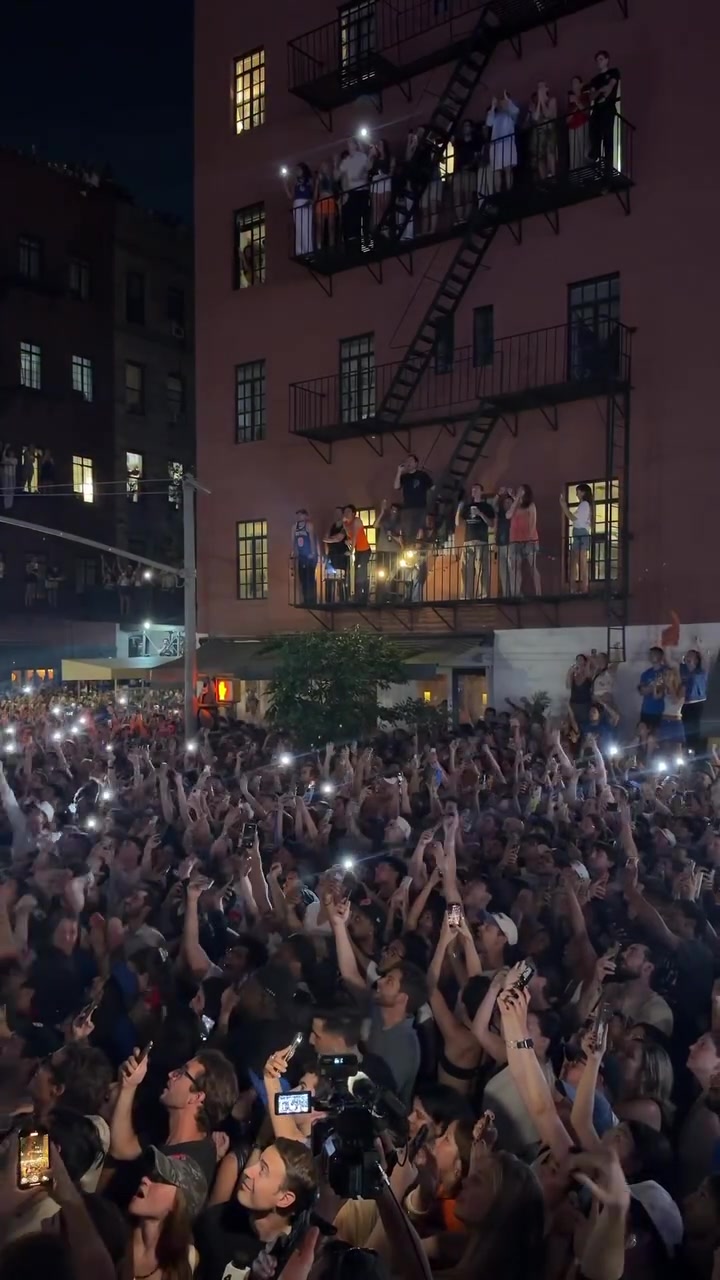 Finals block party celebration at the moment the Knicks win the championship
