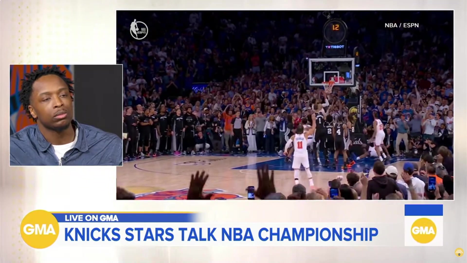 OG Anunoby was about the game-winning tip-in in Game 4 Is anything going through your mind when you're up in the air like that or is it all instinctOG Anunoby I mean I was trying to dunk itEveryone starts laughing