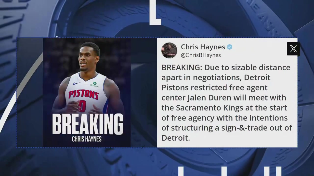 Haynes Reporting about Durens preference to sign with the Sacramento Kings and the dilemma the Detroit Pistons are faced with This is not a leverage play this is real legit serious interest between Duren the Kings