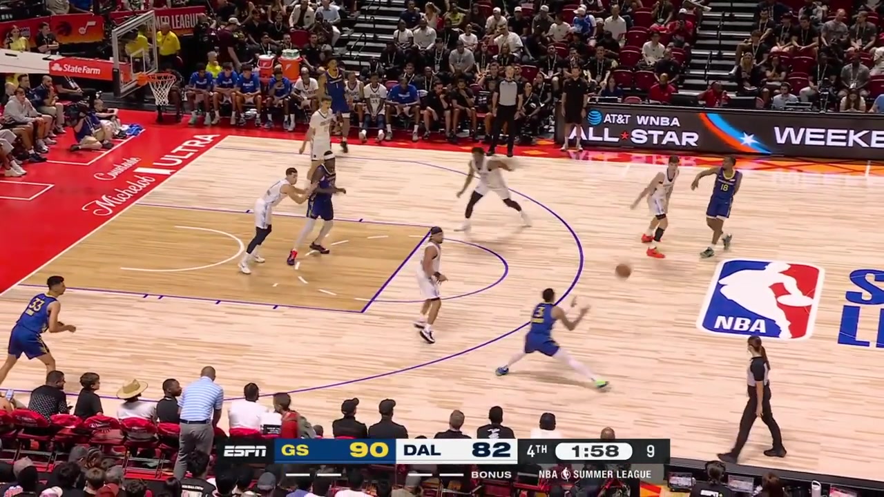 Malevy Leons with the hook shot Graham Ike with the block Vsevolod Ishchenko with the And-1 Yaxel Lendeborg with the impressive And-1 off the spin move and Morez Johnson with the And-1 layup off the lob by Sergio De Larrea with replaysWarriors win
