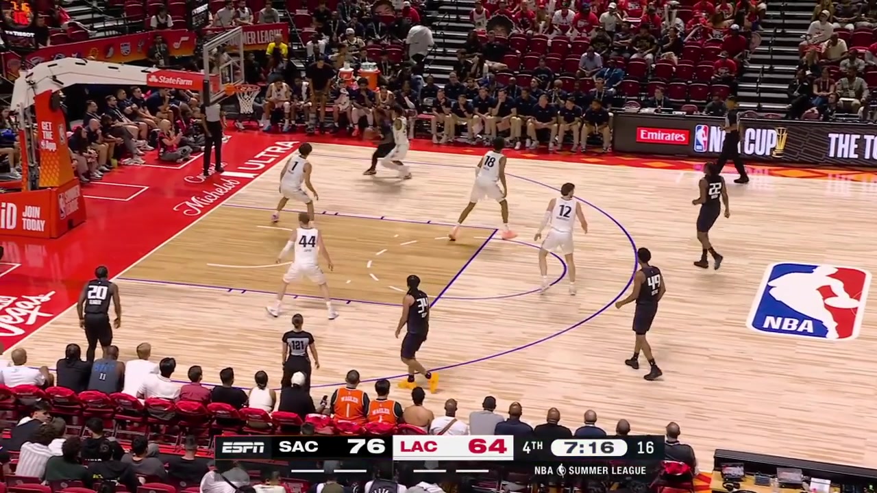 Emanuel Sharp falls hard and after some help from his teammate his slowly gets up and hits the free throw
