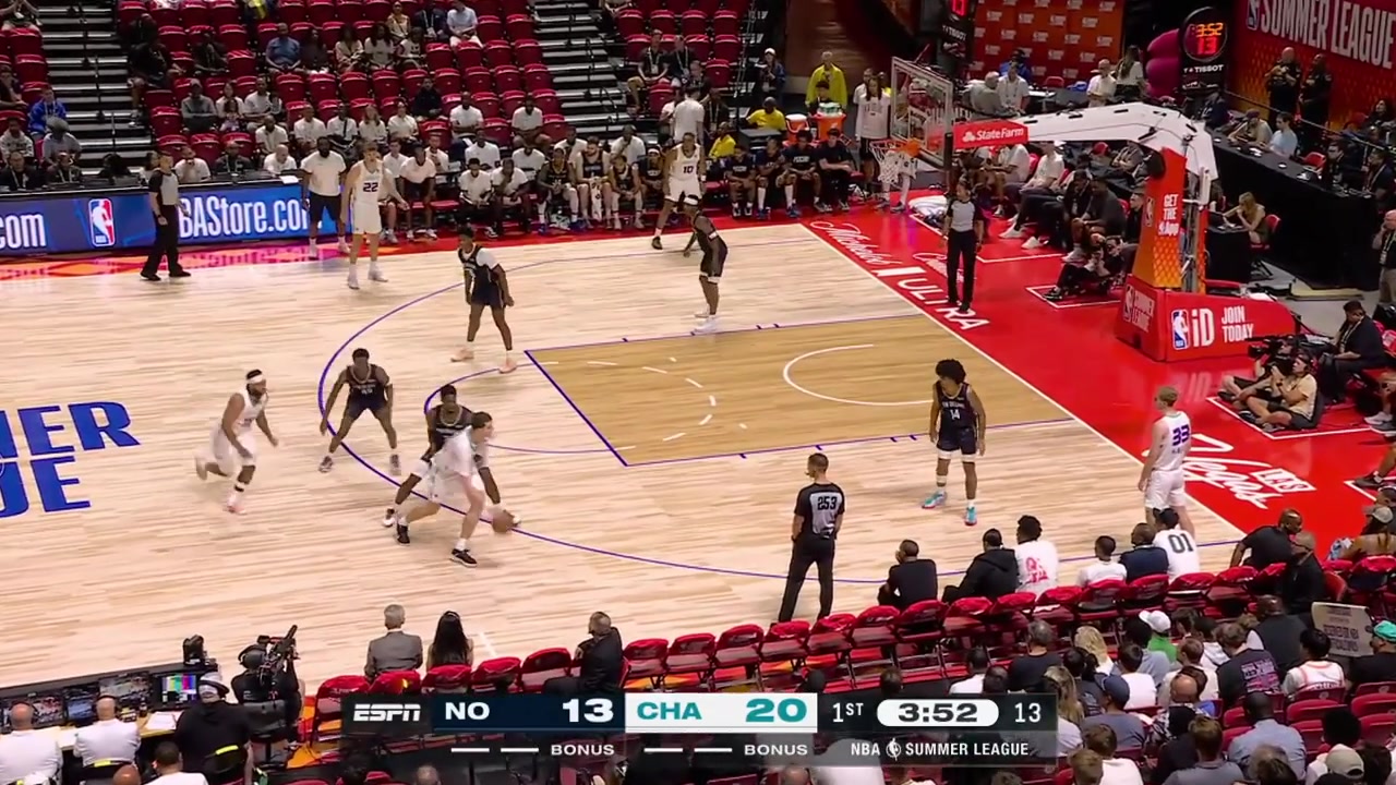 Kylan Boswell with a nice move and pass to Hannes Steinbach who makes the floater to beat the shot clock Melvin Council Jr with the floater Ryan Kalkbrenner with the cutting layup Malik Dia with a 3 and Liam McNeeley with a nice And-1 layup with a replay