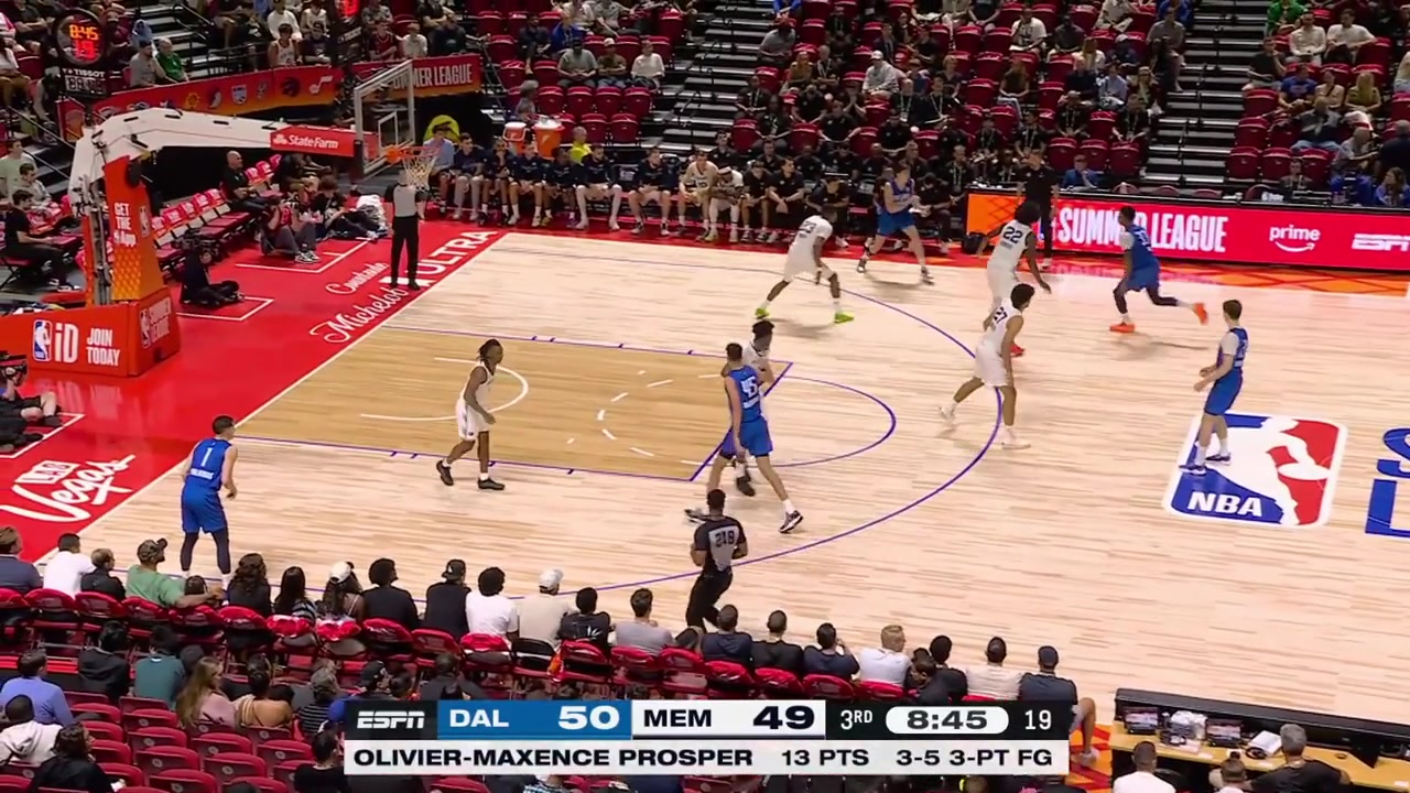 Tobi Lawal with the alley-oop dunk off a lob by Sergio De Larrea with a replay