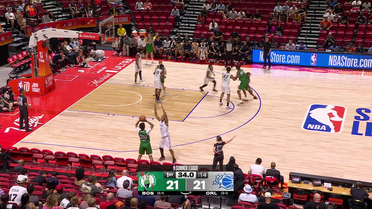 Day Day Thomas hits the 3-pointer for the Boston Celtics