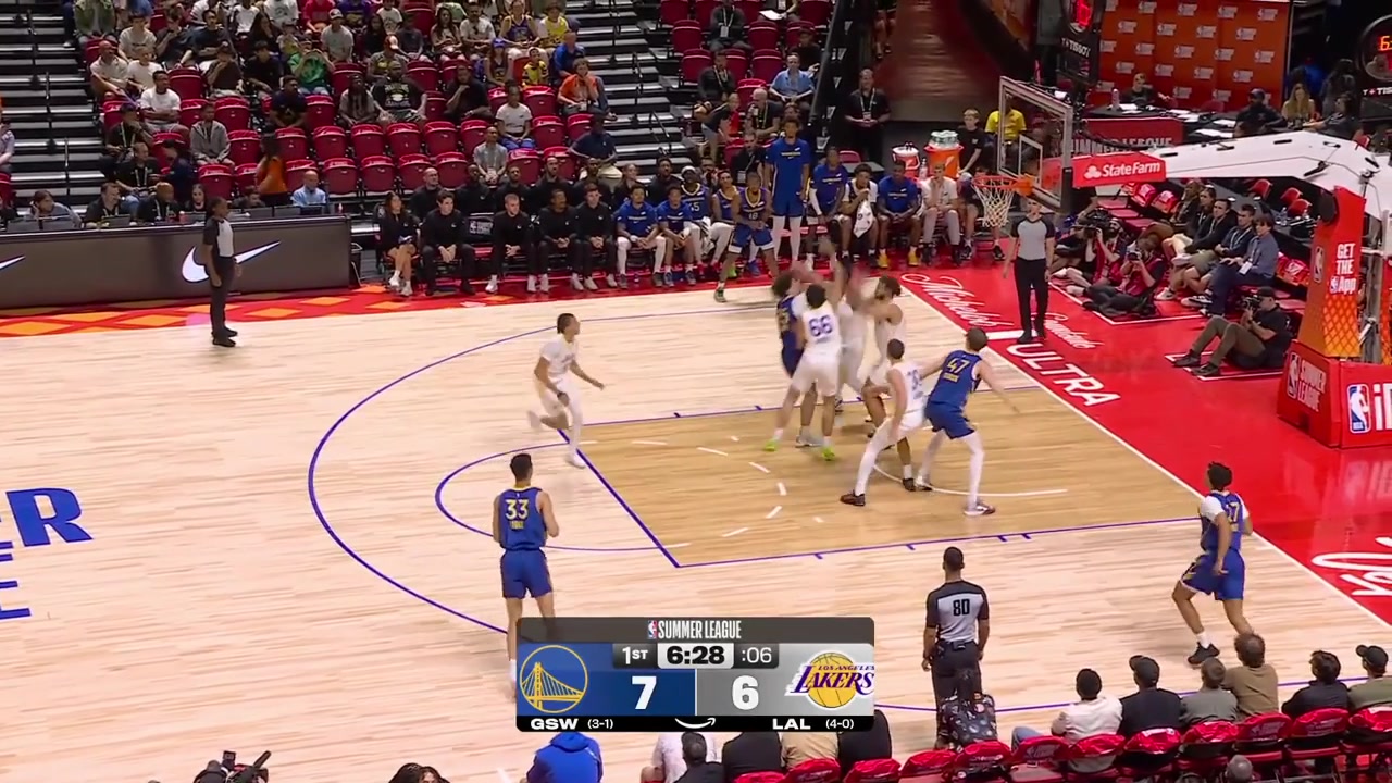 Cameron Carr with the fastbreak dunk off a pass by Adou Thiero