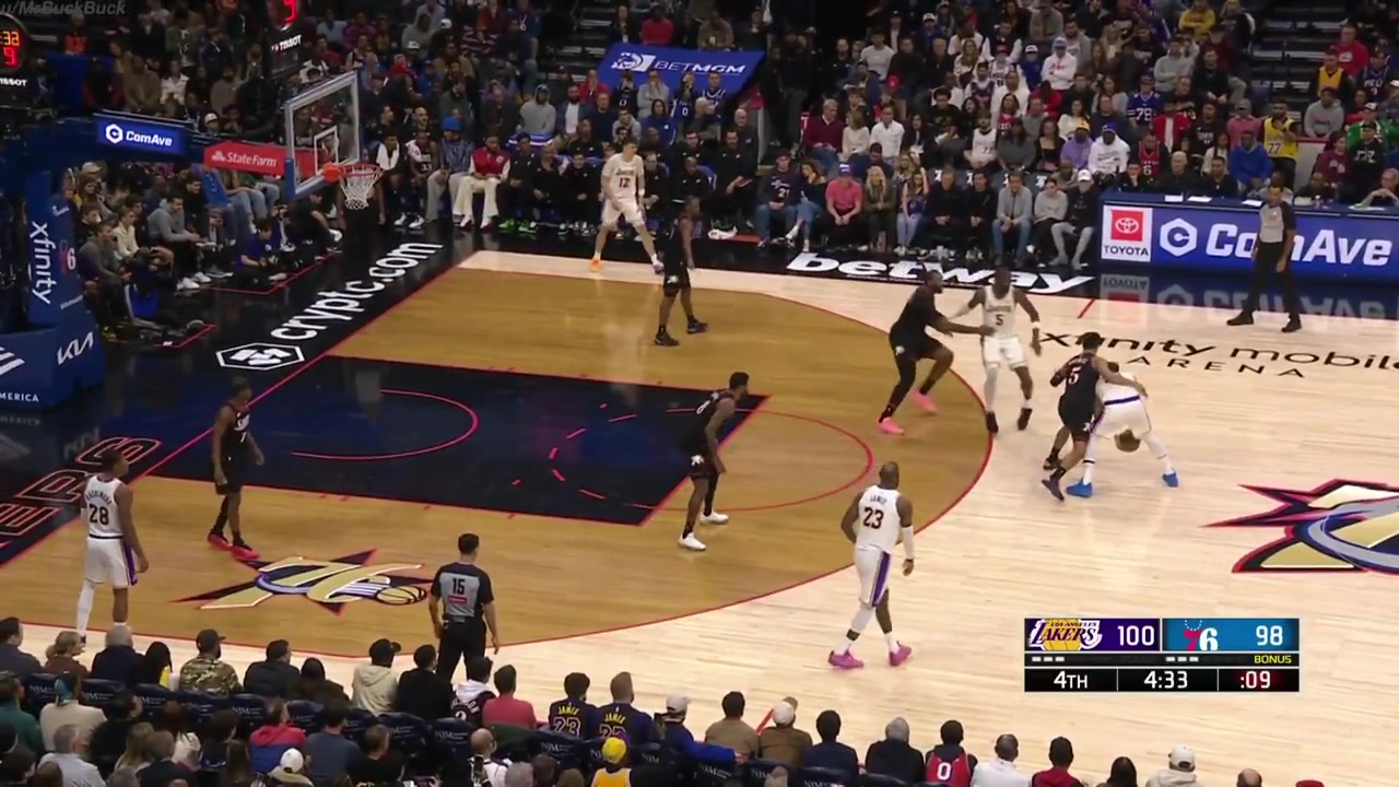 LeBron James going 10-0 in the clutch plus the steal to beat the Philadelphia 76ers crowning himself as the king in the process with replaysLakers commentaryLos Angeles Lakers vs Philadelphia 76ers - 12725