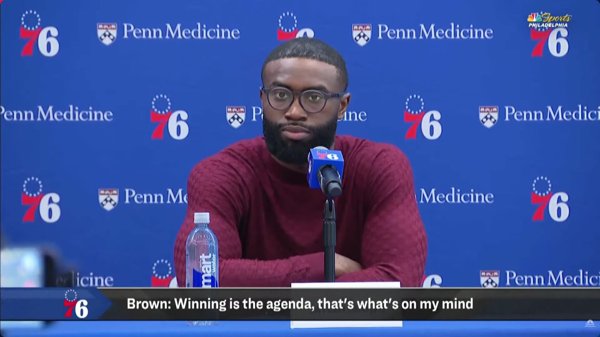Jaylen Brown compliments the 76ers fanbase saying there have always been talented players in Philly