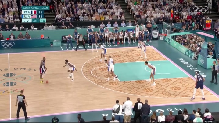 Chef Curry cooking France in crunch time of the 2024 Olympic Finals