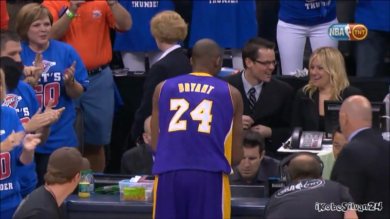 Kobe Bryant scores 42 points on 18-33 shooting in his last ever playoff game vs the Thunder 2012 WCSF G5