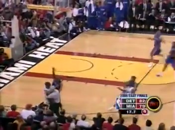 In game 7 of the 2005 Eastern Conference Finals in a one possession game Hall of Fame ref Joey Crawford pushes Miami's Damon Jones out of bounds himself but calls a foul on Detroit's Chauncey Billups Jones would miss 12 free throws and the Pistons narrowly hung on to advance