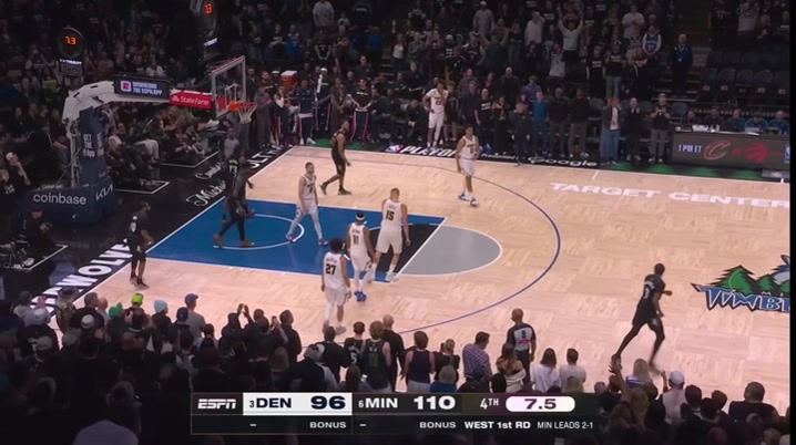 Jokic plays his best defense of the night in a loss to the Ant-less Wolves