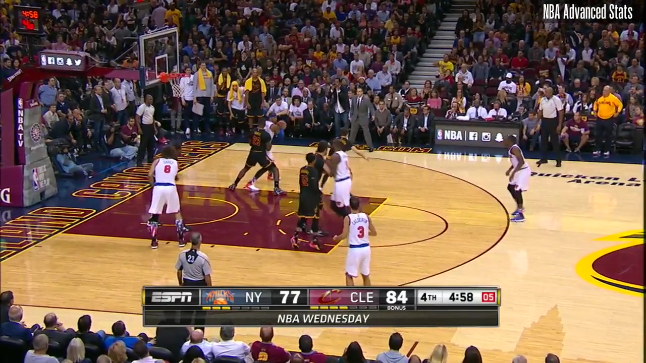 Kevin Love falls to the floor and Lebron sidesteps around him like a dog turd instead of helping him up