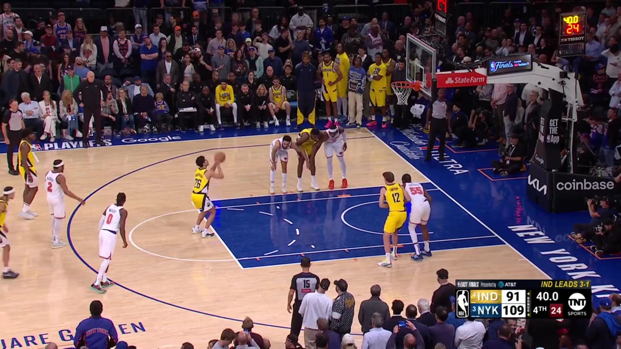 Knicks fans chanting Knicks in 7 as McBride sends a laser to Hukporti inside for the slam