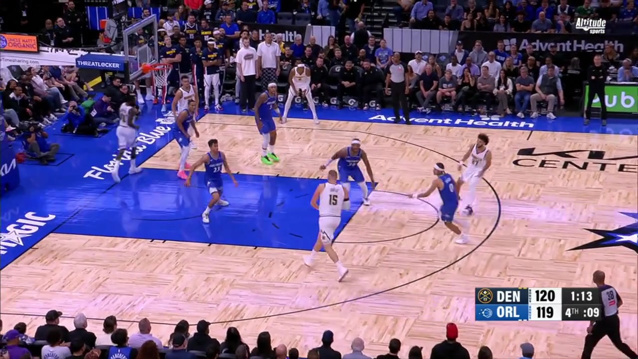 Anthony Black gets the steal on Nikola Joki and finishes in transition drawing a foul on Jamal Murray for a three-point play opportunity