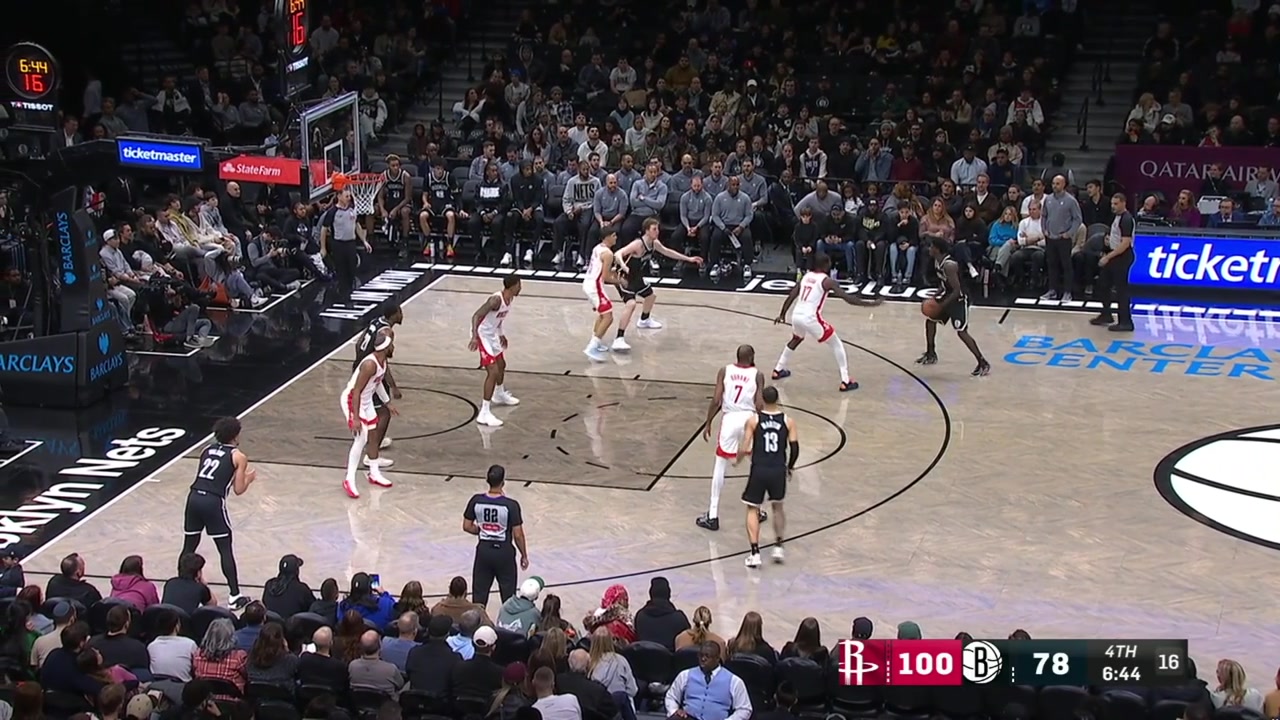 Jabari Smith Jr blocks Danny Wolf's dunk attempt with replays Rockets and Nets commentaries